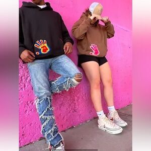 emrzzz Sleep on Me Thermal Hoodie Brown/Pink Size Large